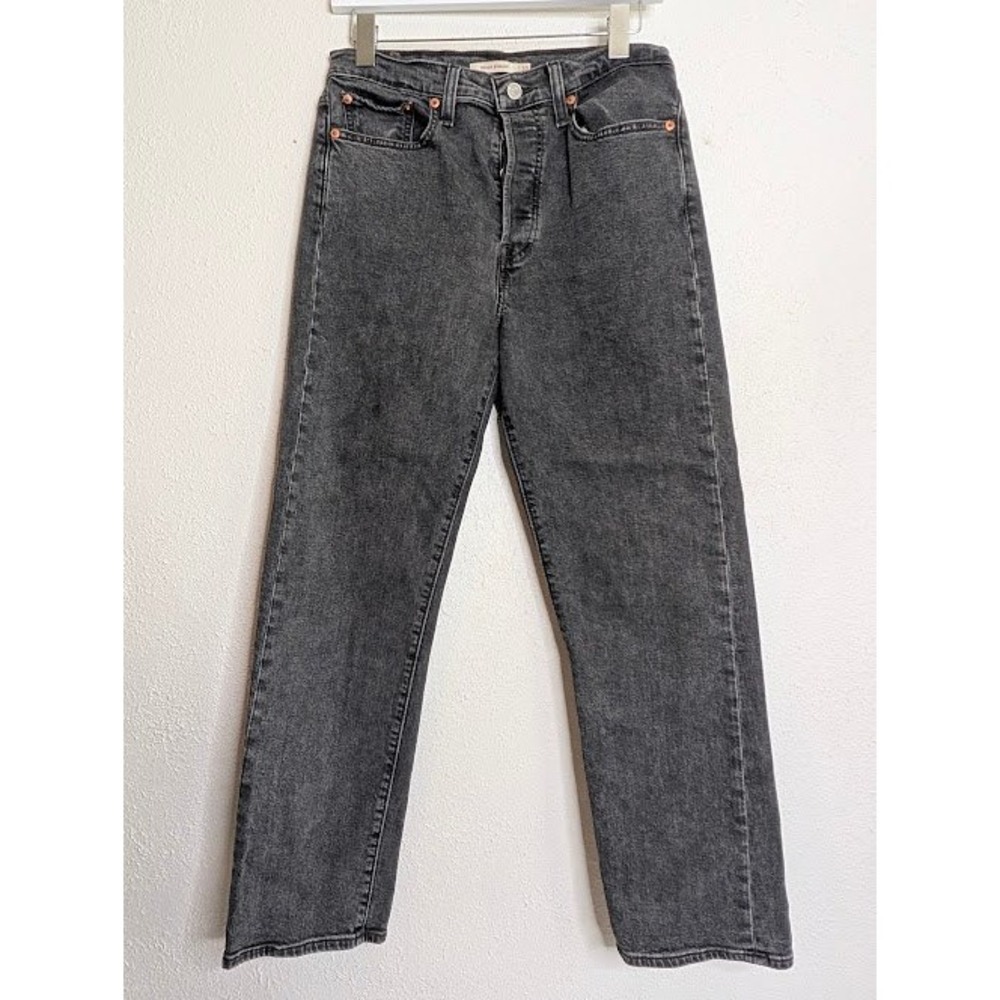 Levi's Womens High Rise Wedgie Straight Jeans Size 30 Gray Denim Stretch Casual